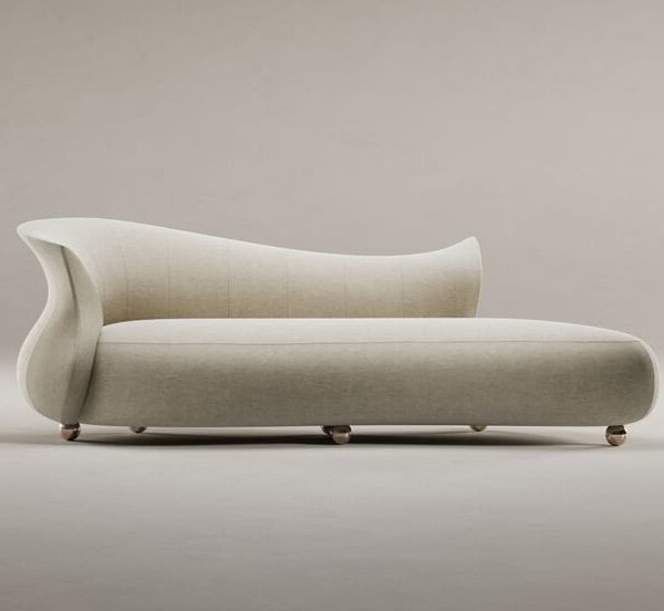 Modern Curved-Back Chaise Sofa