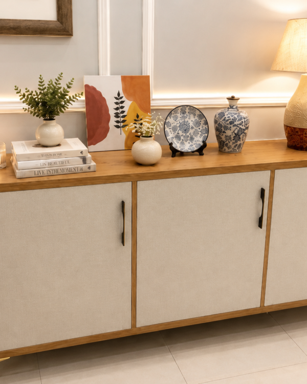 Three-Door Linen Sideboard - Wide