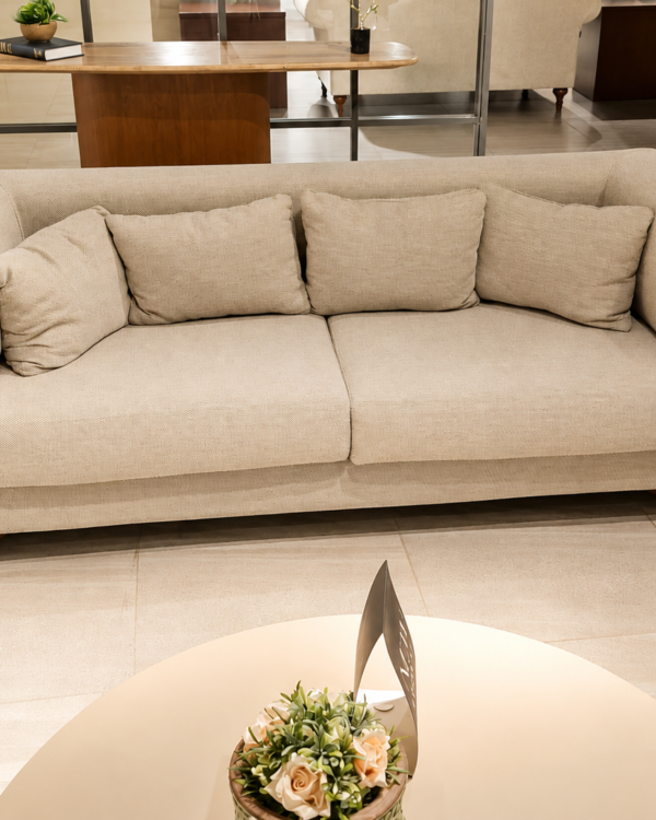 Cream Wood-Plinth Sofa